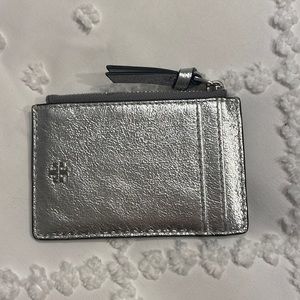 Tory Burch Silver Zipper Card Case
